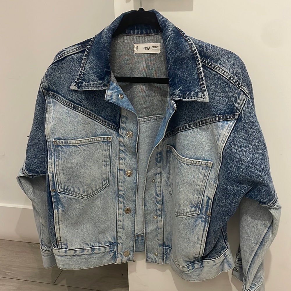 Mango Two-Tone Light & Dark Blue Denim Jacket
